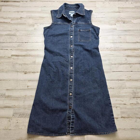 Old Navy Women’s Sleeveless Collared Denim Button Up Shirt Dress Sz 4 Cotton - Picture 1 of 6